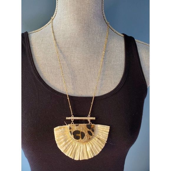 Women's Rafia Jungle Cheetah Necklace - Picture 2 of 4